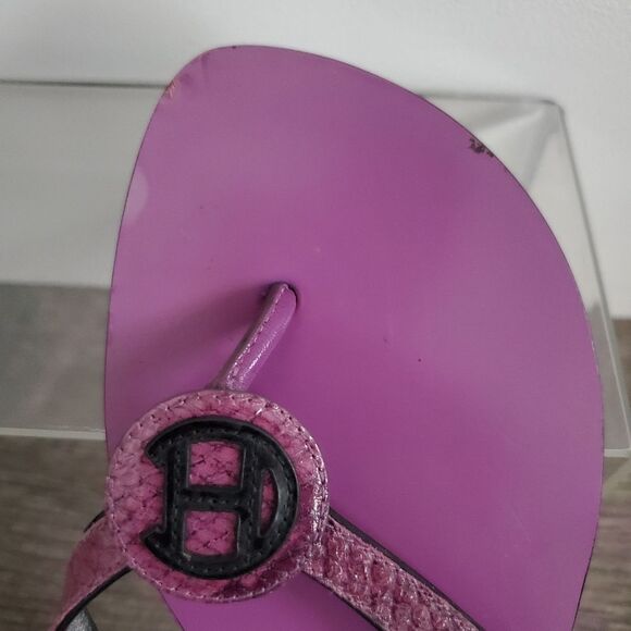 Cole Haan Women's Sandals Size 6.5B Purple Black Leather Flats Casual Classic - Picture 3 of 9